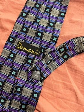 Domanin Purple Geometric Silk Tie - Domanin